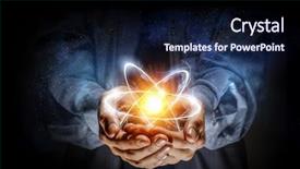  Presentation with science - Cool new slide set with atom - humankind and science backdrop and a wine colored foreground