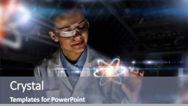 Presentation with science - Presentation theme featuring atom - innovative technologies in science background and a gray colored foreground