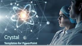  Presentation with medicine - Colorful slide deck enhanced with atom - innovative technologies in science backdrop and a ocean colored foreground