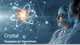  Presentation with medicine - Slide set featuring atom - innovative technologies in science background and a ocean colored foreground