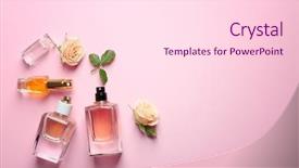  Presentation with pink perfume - Slides with atom - perfume bottles on pink background background and a pink colored foreground