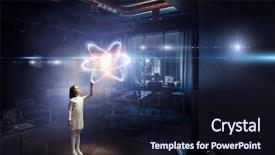  Presentation with atom - Presentation design consisting of atom - silhouette of school girl background and a wine colored foreground