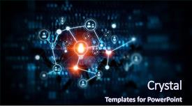  Presentation with atom - Colorful PPT layouts enhanced with atom - social communication and networking mixed backdrop and a navy blue colored foreground