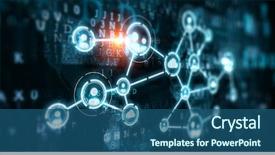  Presentation with social media dangers - Colorful PPT theme enhanced with atom - social communication and networking mixed backdrop and a ocean colored foreground