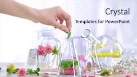  Presentation with perfume - PPT theme featuring atom - woman mixing perfume samples background and a sky blue colored foreground
