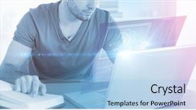  Presentation with atom - Amazing presentation design having atom and dna helix interface backdrop and a light blue colored foreground