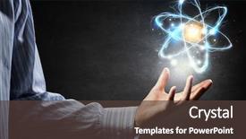  Presentation with atom - Slide set featuring atom icon in palm mixed background and a tawny brown colored foreground