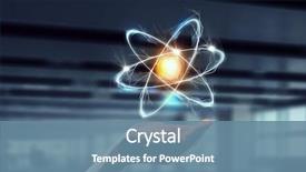  Presentation with atom - Beautiful slides featuring atom icon in palm mixed backdrop and a seafoam green colored foreground