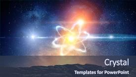  Presentation with atom - Cool new theme with atom molecule abstract backdrop and a tawny brown colored foreground