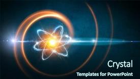  Presentation with atom - Beautiful presentation theme featuring atom molecule abstract backdrop and a navy blue colored foreground