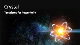  Presentation with atom - Colorful theme enhanced with atom molecule abstract backdrop and a black colored foreground