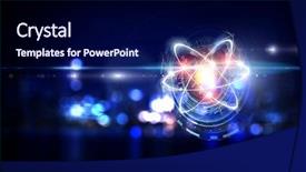  Presentation with atom - Amazing presentation having atom molecule as concept backdrop and a navy blue colored foreground