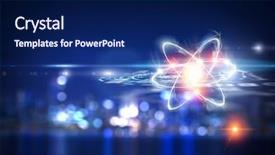  Presentation with atom - PPT layouts consisting of atom molecule as concept background and a navy blue colored foreground