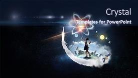  Presentation with atom - Audience pleasing PPT theme consisting of atom-molecule-mixed-media-mixed backdrop and a navy blue colored foreground