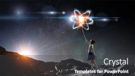  Presentation with atom - Amazing slide deck having atom-molecule-mixed-media-mixed backdrop and a dark gray colored foreground