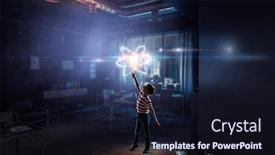  Presentation with atom - Presentation theme featuring atom-molecule-mixed-media-mixed background and a wine colored foreground