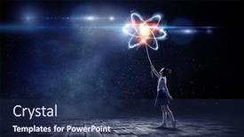  Presentation with atom - Theme having atom-molecule-mixed-media-mixed background and a navy blue colored foreground