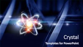  Presentation with atom - Audience pleasing presentation design consisting of atom molecule mixed media backdrop and a navy blue colored foreground
