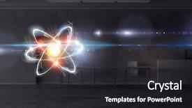  Presentation with atom - Cool new slides with atom molecule mixed media backdrop and a dark gray colored foreground