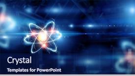  Presentation with atom - Theme consisting of atom molecule mixed media background and a navy blue colored foreground