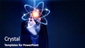  Presentation with atom - PPT theme consisting of atom molecule research background and a navy blue colored foreground