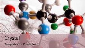  Presentation with molecules - Slides featuring atom structure - molecular model represents molecules background and a coral colored foreground