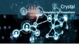  Presentation with atom - Slides consisting of atom structure - social communication and networking mixed background and a ocean colored foreground