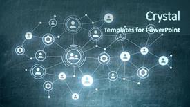  Presentation with connection - Slide deck enhanced with atom structure - social connection concept background and a ocean colored foreground