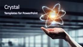  Presentation with atom - Cool new slide deck with atomenergy - atom icon in palm mixed backdrop and a wine colored foreground