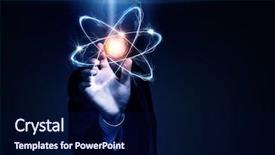  Presentation with atom - Slides enhanced with atomenergy - atom molecule research background and a navy blue colored foreground