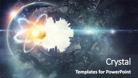  Presentation with astronomy - Slide deck consisting of atomic 3d - astronomy concept backdrop 3d rendering background and a  colored foreground