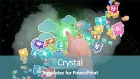  Presentation with hand shake computer - Slides enhanced with atomic 3d - businessman hand pointing something background and a  colored foreground