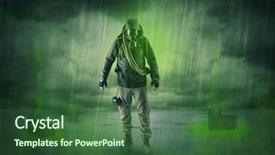  Presentation with abandoned - Cool new presentation theme with atomic weapons - masked unrecognizable guard backdrop and a  colored foreground