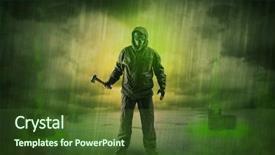  Presentation with abandoned - Audience pleasing slides consisting of atomic weapons - masked unrecognizable guard backdrop and a  colored foreground