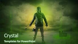  Presentation with abandoned - Cool new slide deck with atomic weapons - masked unrecognizable guard backdrop and a  colored foreground