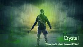  Presentation with abandoned - Colorful presentation theme enhanced with atomic weapons - masked unrecognizable guard backdrop and a  colored foreground