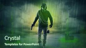  Presentation with india from space - Slide deck having atomic weapons - masked unrecognizable guard background and a  colored foreground