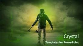  Presentation with saturn space - Amazing slide set having atomic weapons - masked unrecognizable guard backdrop and a  colored foreground