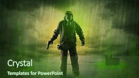  Presentation with earth from space - Theme having atomic weapons - masked unrecognizable guard background and a tawny brown colored foreground