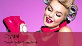  Presentation with vintage retro - Beautiful slides featuring atractive female using a vintage backdrop and a red colored foreground