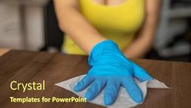  Presentation with office cleaning - Presentation theme having atractive-woman-with-hands background and a tawny brown colored foreground