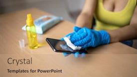  Presentation with blue - Slides with atractive-woman-with-hands background and a coral colored foreground