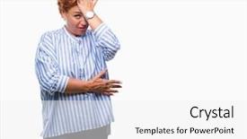  Presentation with memory - PPT theme enhanced with atrractive senior caucasian redhead woman background and a  colored foreground