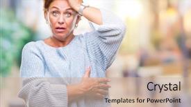  Presentation with memory - PPT theme enhanced with atrractive senior caucasian redhead woman background and a  colored foreground