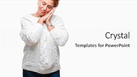  Presentation with closed - Beautiful slide deck featuring atrractive senior caucasian redhead woman backdrop and a  colored foreground