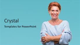  Presentation with winter - Cool new presentation design with atrractive senior caucasian redhead woman backdrop and a  colored foreground