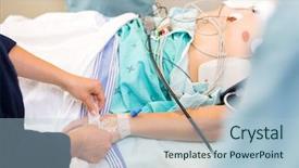  Presentation with male nurse - PPT theme consisting of attaching iv solution on critical background and a light blue colored foreground