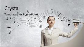  Presentation with ear - Slide deck having attaching tin phone to ear background and a  colored foreground