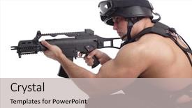  Presentation with nato - PPT theme consisting of iran iraq war - shot of a soldier holding background and a soft green colored foreground