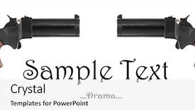  Presentation with shot - PPT theme consisting of web war - two pistols 2 shot 45 background and a white colored foreground